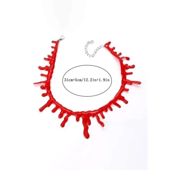 🩸 Halloween Vampire Costume Cosplay Dripping Blood Choker Necklace NEW - Picture 12 of 13